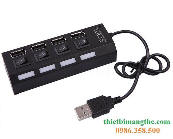 Bộ chia USB 4 Cổng, Hub USB 4 Cổng có công tắc